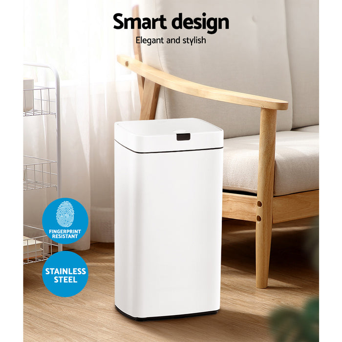 Automa 45L White Motion Sensor Rubbish Bin | Hands Free Rubbish Bins