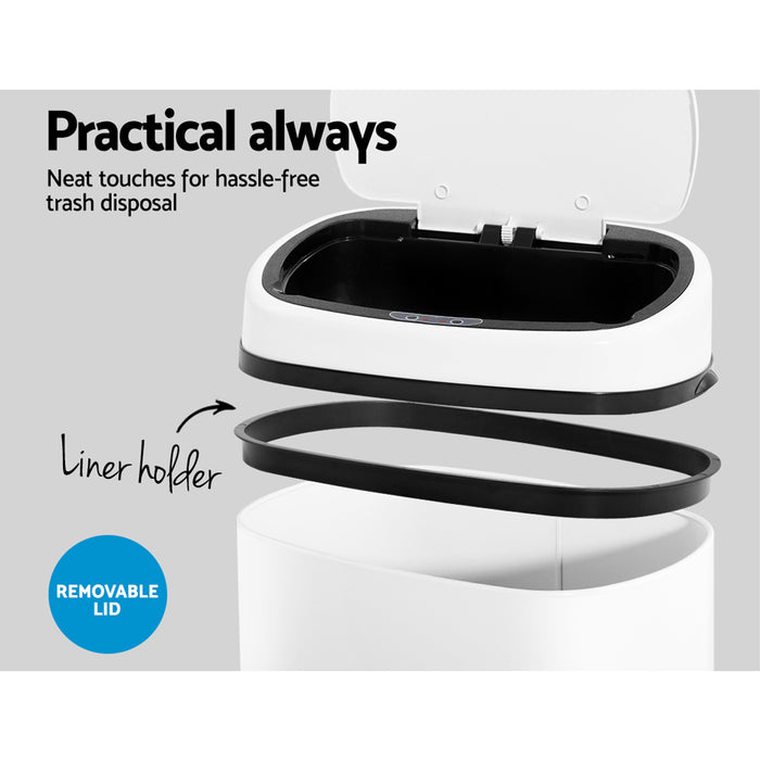 Automa 58L White Motion Sensor Rubbish Bin | Hands Free Rubbish Bins