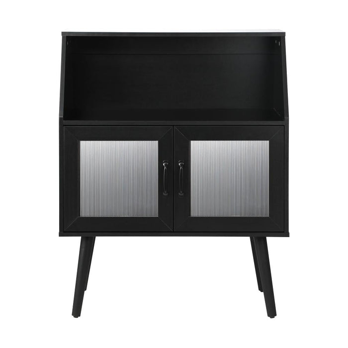 Noire Premio Black Sideboard Cabinet with Glass Doors and And Storage Shelves | 2 Models