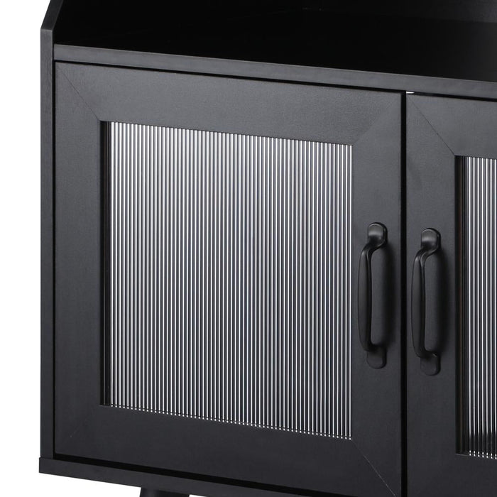 Noire Premio Black Sideboard Cabinet with Glass Doors and And Storage Shelves | 2 Models