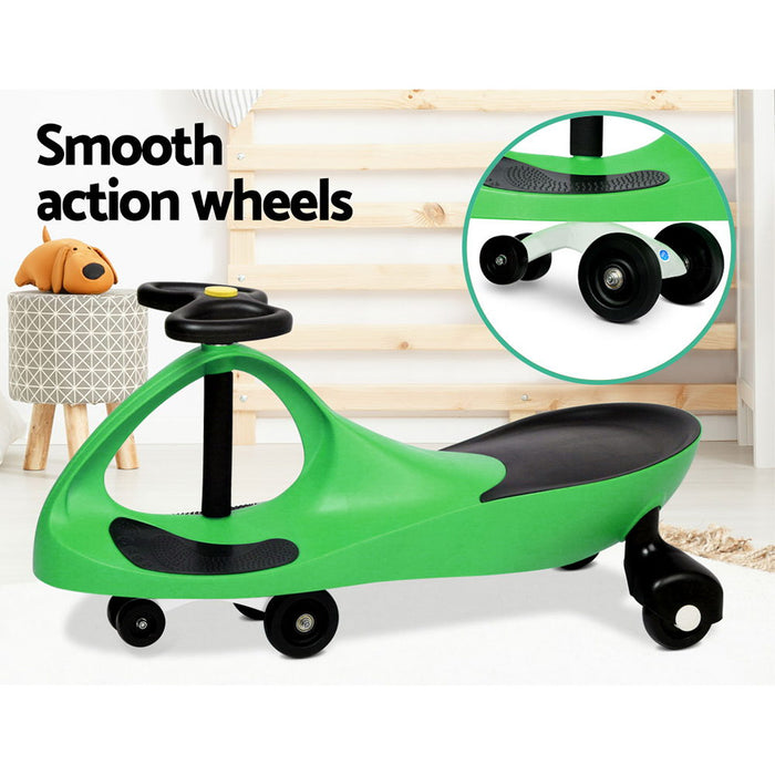 Funzee Kids Ride on Swing Car| Childrens Fun Wiggle Ride on Scooter Car in Green