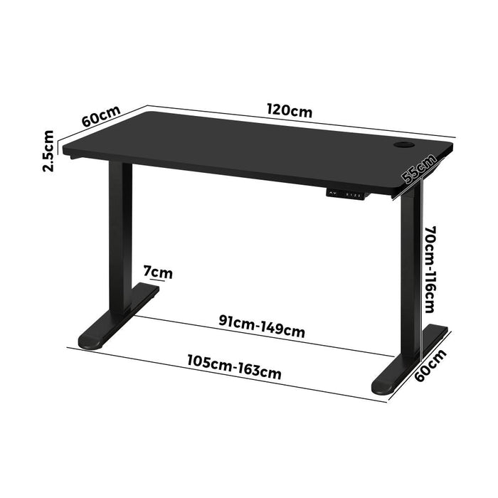 Leno Premium 71-116cm Electric Adjustable Standing Desk | Motorised Office Desk with USB & Type C Ports | 3 Frame Colours - 4 Table Choices