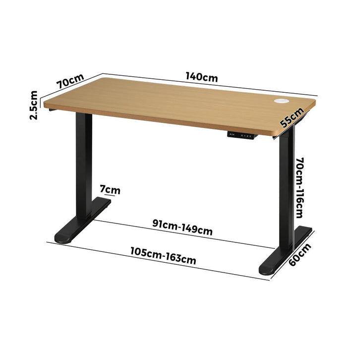 Leno Premium 71-116cm Electric Adjustable Standing Desk | Motorised Office Desk with USB & Type C Ports | 3 Frame Colours - 4 Table Choices