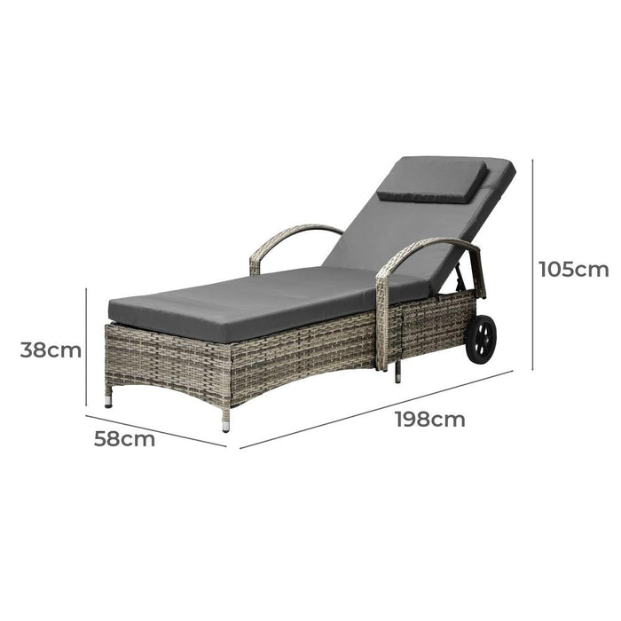 Milan High Quality Rattan Sun Lounger Day Bed | Adjustable Wicker Patio Pool Lounger | 2 Colours - 3 Models