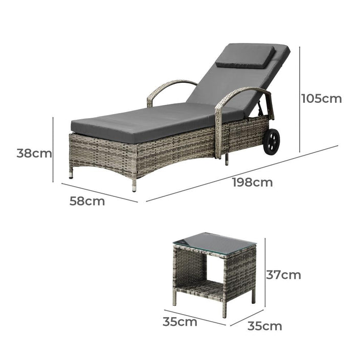 Milan High Quality Rattan Sun Lounger Day Bed | Adjustable Wicker Patio Pool Lounger | 2 Colours - 3 Models