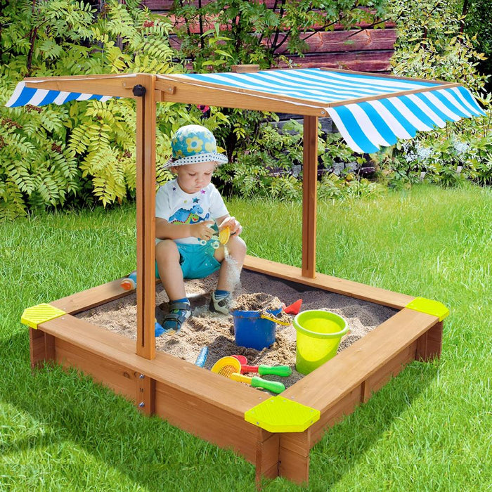 Premium High Quality Kids Outdoor Sandpit Box with Canopy Roof | Kids Outdoor Fun