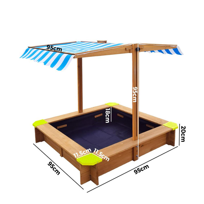 Premium High Quality Kids Outdoor Sandpit Box with Canopy Roof | Kids Outdoor Fun