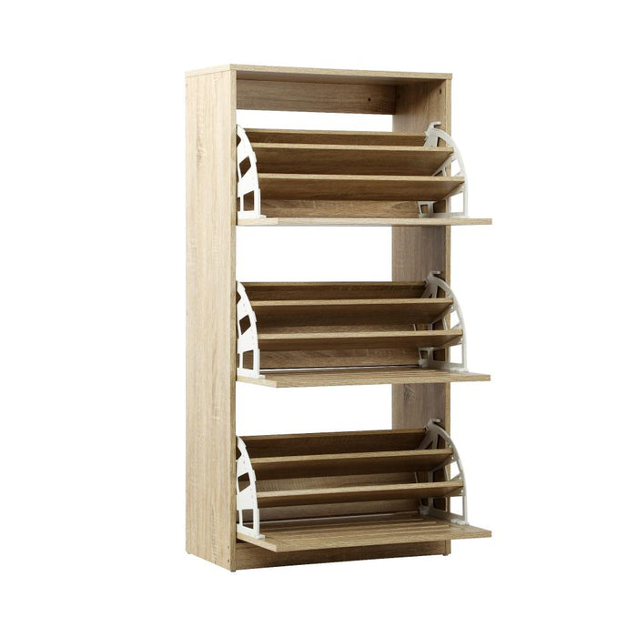 Oikiture 45 Pairs Shoe Cabinet Storage Rack and Organiser in Natural | Modern Shoe Racks