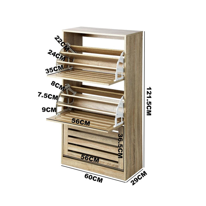 Oikiture 45 Pairs Shoe Cabinet Storage Rack and Organiser in Natural | Modern Shoe Racks