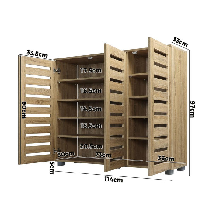 Oikiture 30 Pairs Shoe Cabinet Storage Rack and Organiser in Natural | Modern Shoe Racks