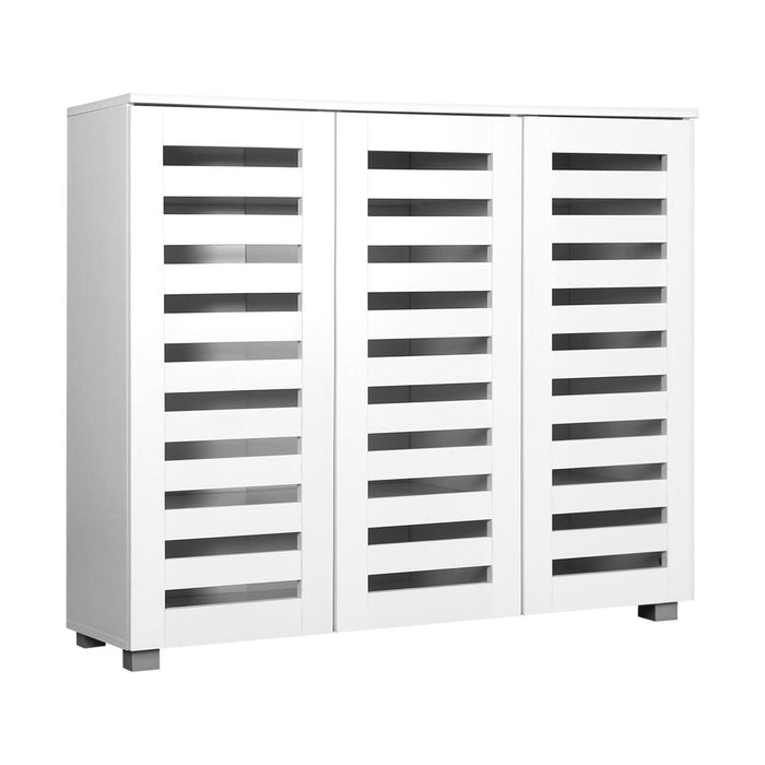 Oikiture 30 Pairs Shoe Cabinet Storage Rack and Organiser in White | Modern Shoe Racks