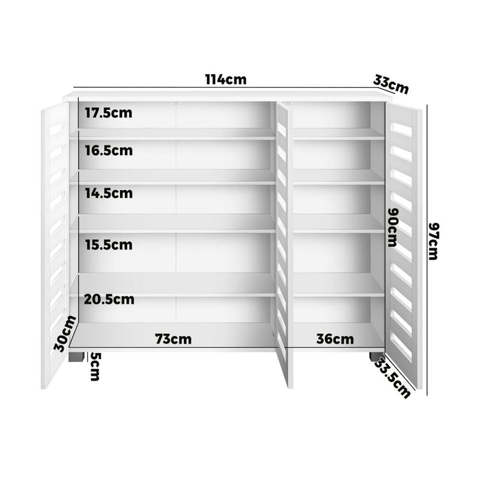 Oikiture 30 Pairs Shoe Cabinet Storage Rack and Organiser in White | Modern Shoe Racks