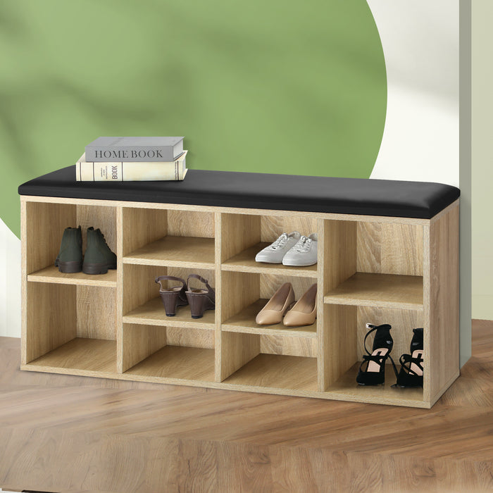 Mia Padded Seat Shoe Storage Bench | Handy Shoe Storage Cabinet by Oikiture