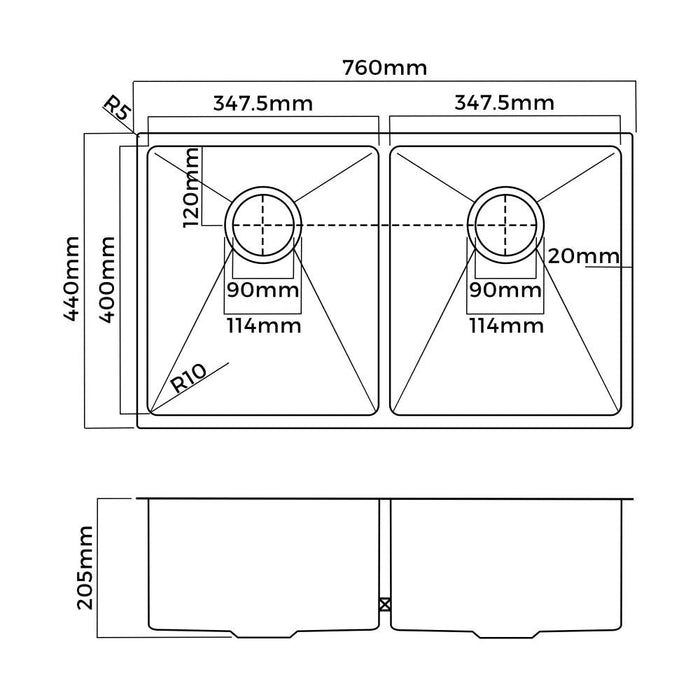 Super High Quality Stainless Steel Kitchen Sink in Black or Silver Finish | Kitchen Laundry Steel Sinks |  Single or Double Bowl