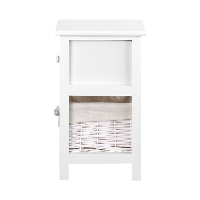 Set of Two Mila Wooden Bedside Tables in White