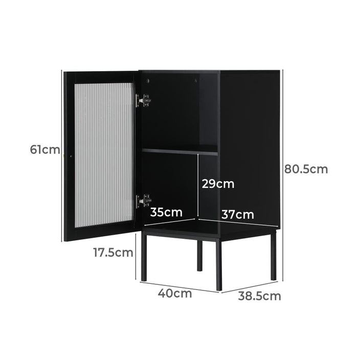 Amaro Nero Tempered Glass Bathroom Cabinet Storage Unit | Multi Storage Laundry or Bathroom Cupboard and Shelving Unit | 3 Sizes