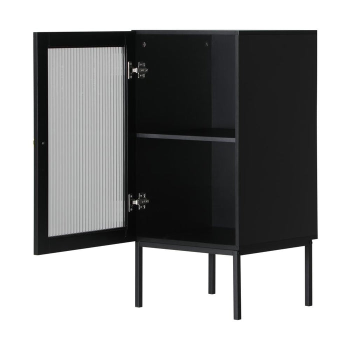 Amaro Nero Tempered Glass Bathroom Cabinet Storage Unit | Multi Storage Laundry or Bathroom Cupboard and Shelving Unit | 3 Sizes