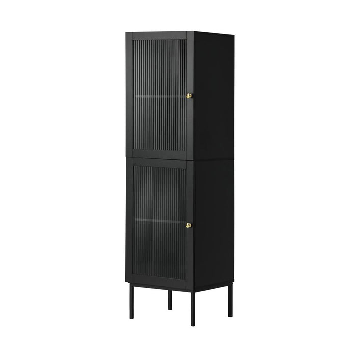 Amaro Nero Tempered Glass Bathroom Cabinet Storage Unit | Multi Storage Laundry or Bathroom Cupboard and Shelving Unit | 3 Sizes