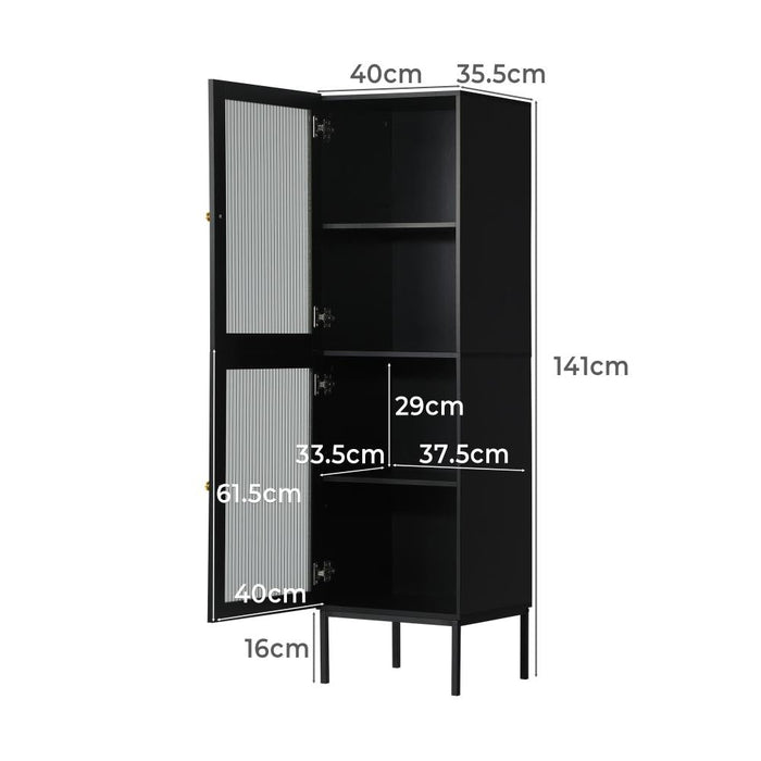 Amaro Nero Tempered Glass Bathroom Cabinet Storage Unit | Multi Storage Laundry or Bathroom Cupboard and Shelving Unit | 3 Sizes