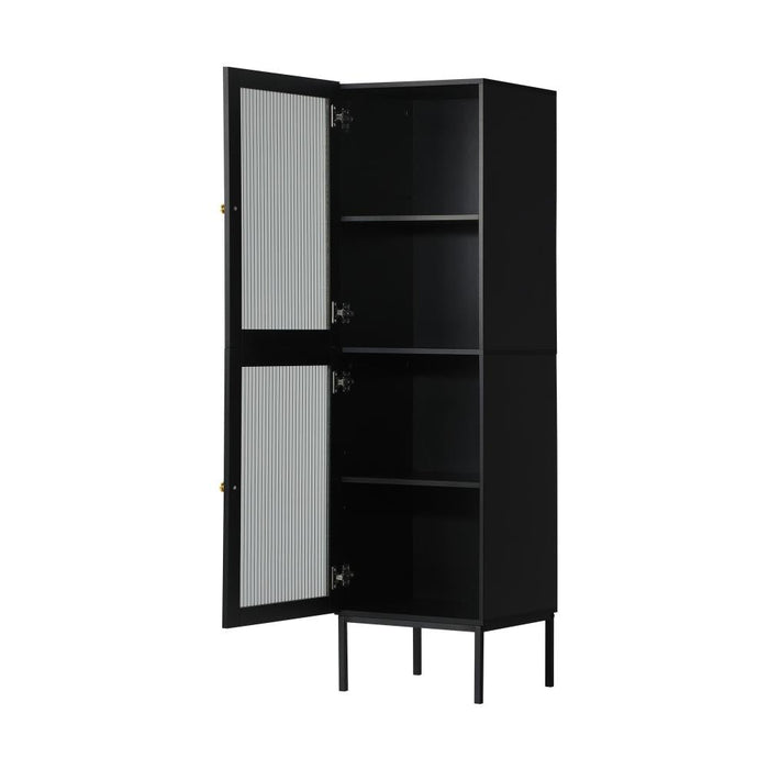 Amaro Nero Tempered Glass Bathroom Cabinet Storage Unit | Multi Storage Laundry or Bathroom Cupboard and Shelving Unit | 3 Sizes