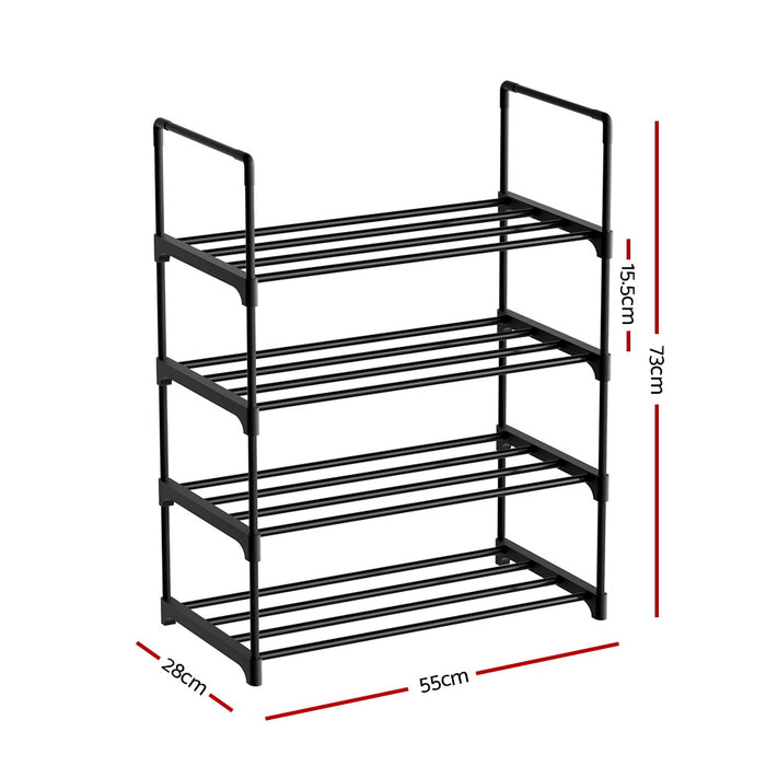 Milano Stackable 4 Tier 55cm Shoe Storage Rack | 12 Pair Elegant Shoe Storage Stand