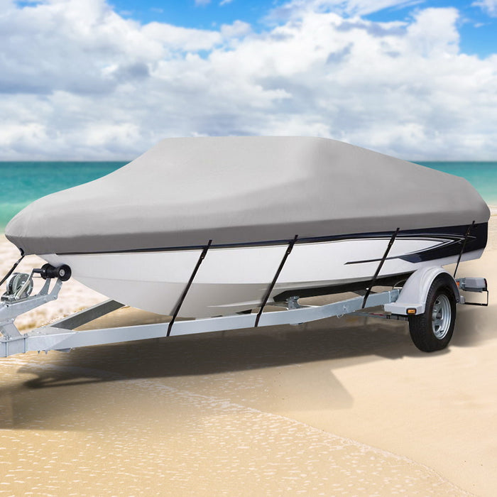 Heavy Duty Adjustable 4.2m - 4.8m Waterproof Boat Cover - Grey