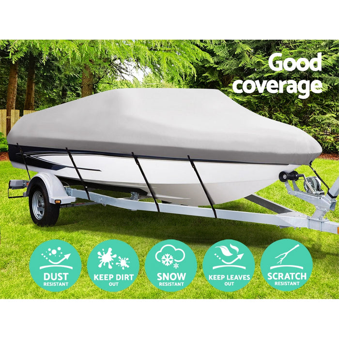 Heavy Duty Adjustable 4.8m - 5.6m Waterproof Boat Cover - Grey