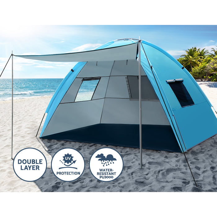 4 Person Pop Up Beach Tent | Camping Hiking Sun Shade Shelter by Weisshorn