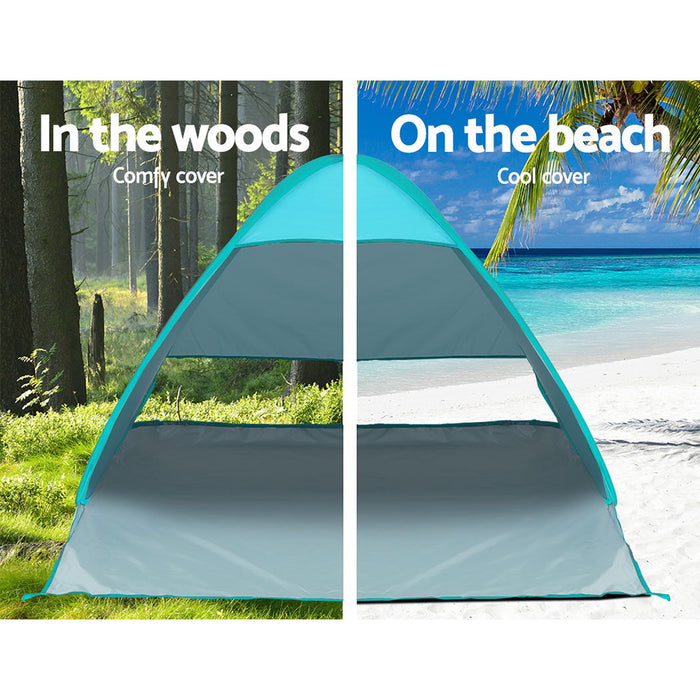 3 Person Easy Pop Up Beach Shade UV Resistance Tent | Camping Beach Shelter Tent