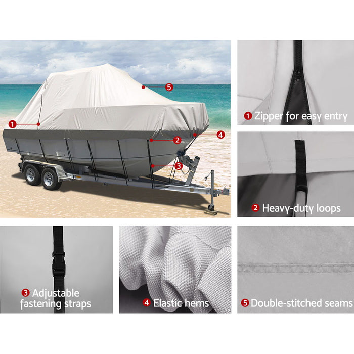 Heavy Duty Adjustable High Clearance 5.8m - 6.4m Waterproof Boat Cover