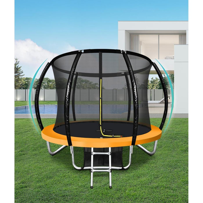 8FT/2.5m Premium Kids Trampoline | Orange Safe Fully Enclosed Outdoor Play Trampoline by Mazam