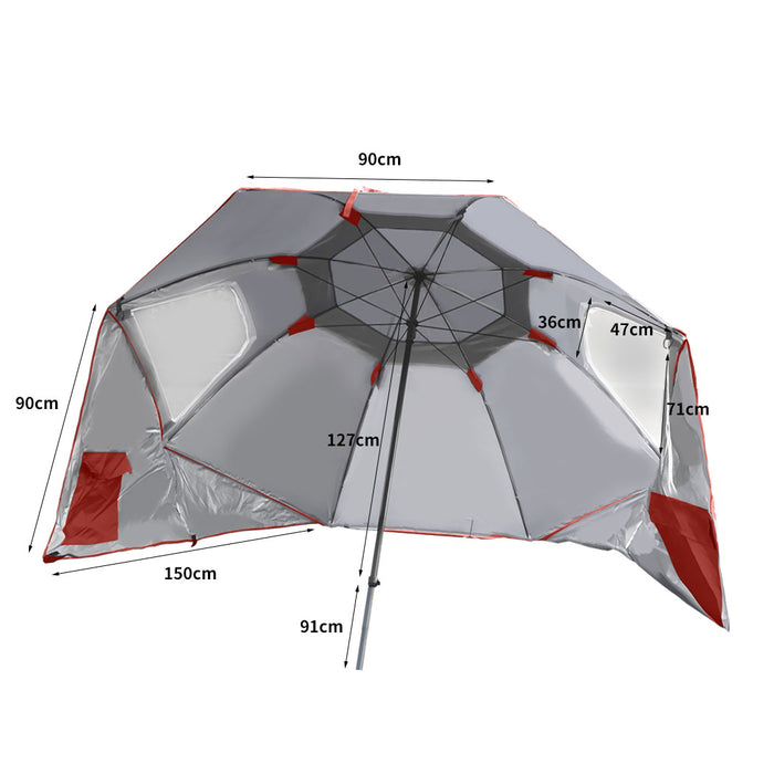 2.33M Large Beach Umbrella | UV Protected Beach Shelter and Beach Shade in Red