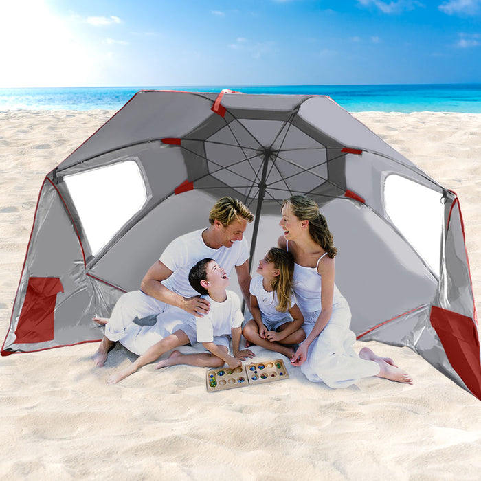 2.33M Large Beach Umbrella | UV Protected Beach Shelter and Beach Shade in Red