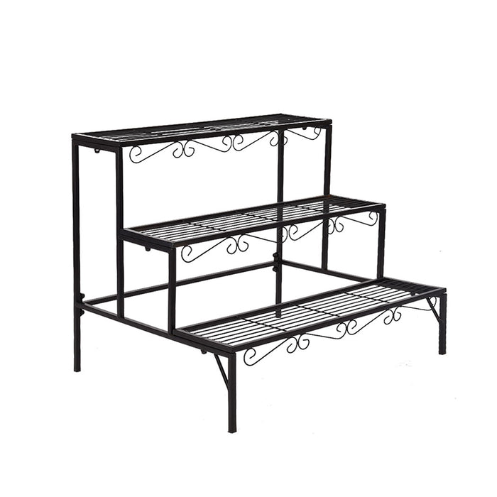 Natura 3 Tier Metal Plant Stand | Flower Pot Shelves and Stand in Black