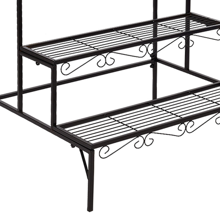 Natura 3 Tier Metal Plant Stand | Flower Pot Shelves and Stand in Black