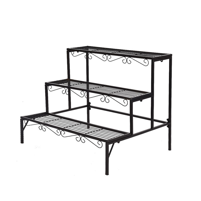 Natura 3 Tier Metal Plant Stand | Flower Pot Shelves and Stand in Black