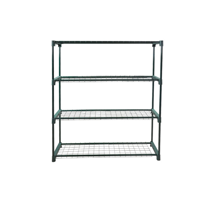 Set of Two Natura Four Tier Plant Shelve Garden Greenhouse Steel Storage Shelving Frame Stand Rack