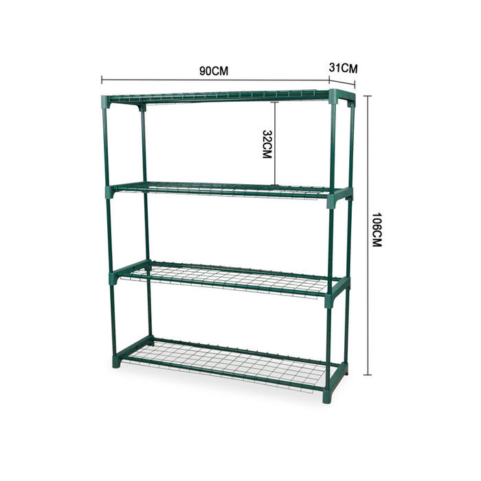 Set of Two Natura Four Tier Plant Shelve Garden Greenhouse Steel Storage Shelving Frame Stand Rack