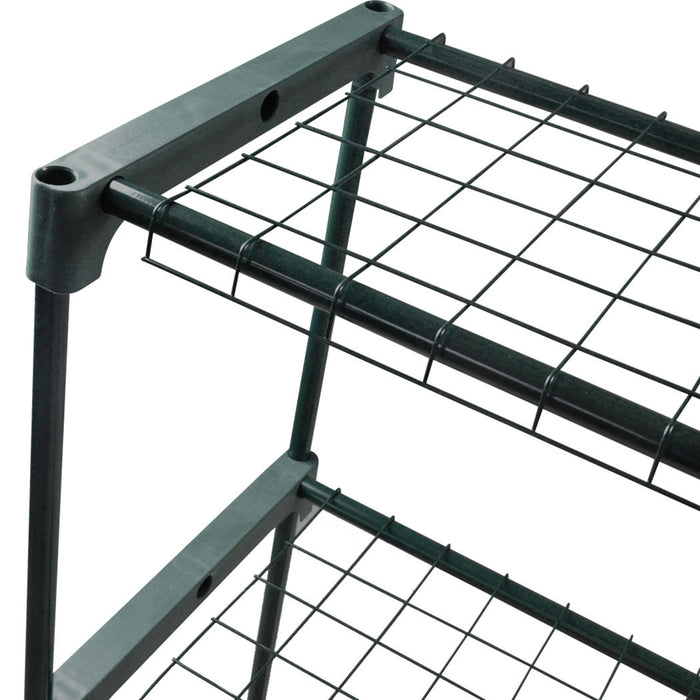 Set of Two Natura Four Tier Plant Shelve Garden Greenhouse Steel Storage Shelving Frame Stand Rack