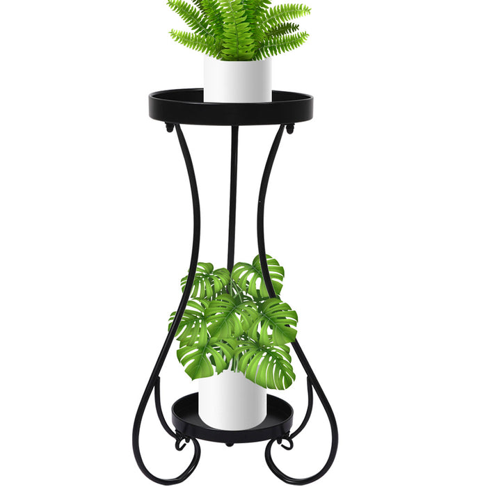 Natura Rose II 2 Tier Metal Plant Stand | Flower Pot Shelves and Stand in Black