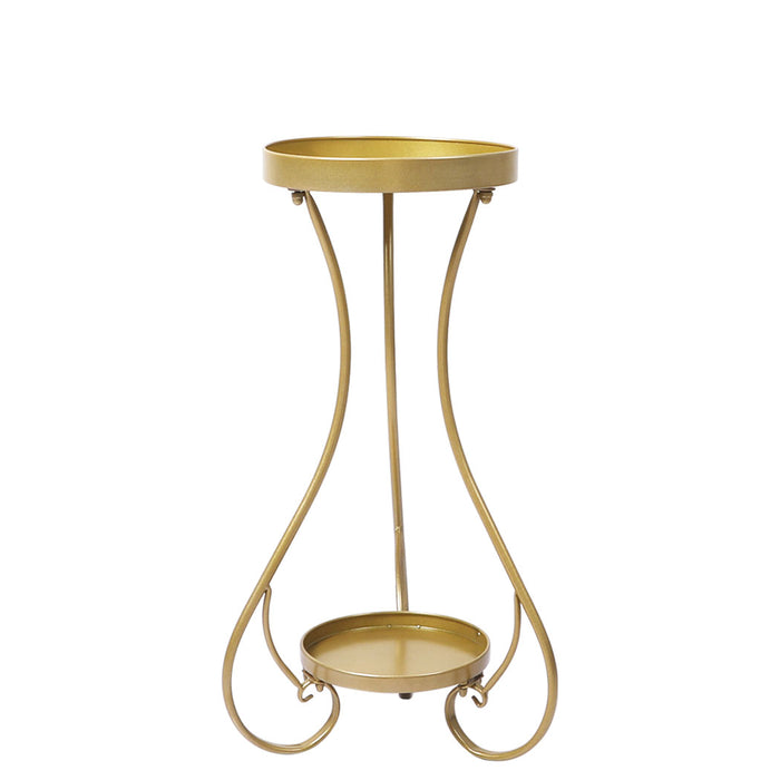 Natura Rose 2 Tier Metal Plant Stand | 70cm Flower Pot Shelves and Stand in Gold