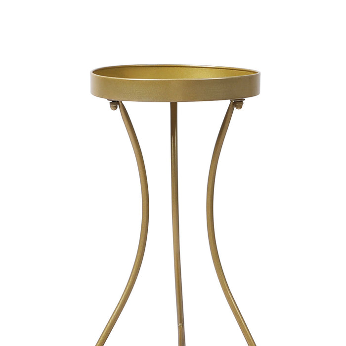 Natura Rose 2 Tier Metal Plant Stand | 70cm Flower Pot Shelves and Stand in Gold