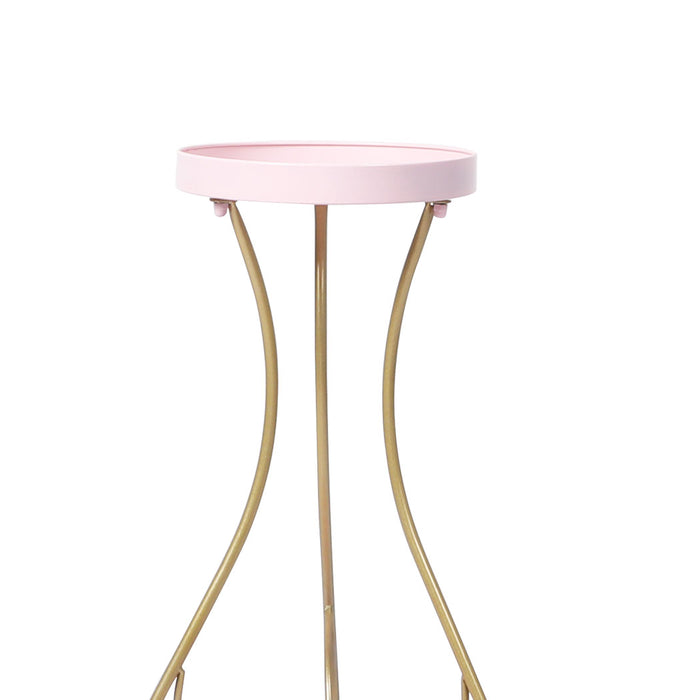 Natura Rose 2 Tier Metal Plant Stand | 70cm Flower Pot Shelves and Stand in Pink