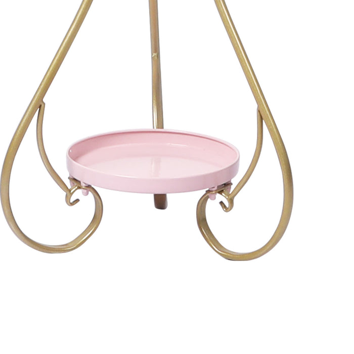 Natura Rose 2 Tier Metal Plant Stand | 70cm Flower Pot Shelves and Stand in Pink