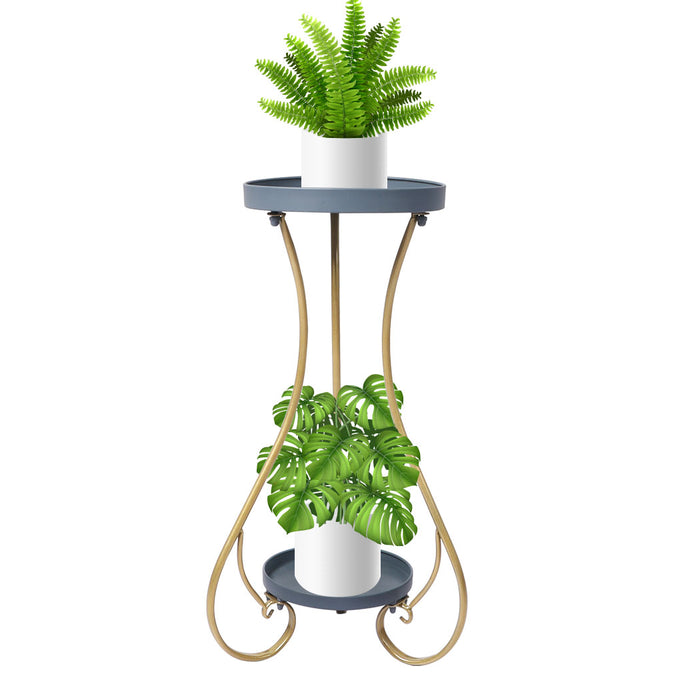 Natura Rose 2 Tier Metal Plant Stand | Flower Pot Shelves and Stand in Grey