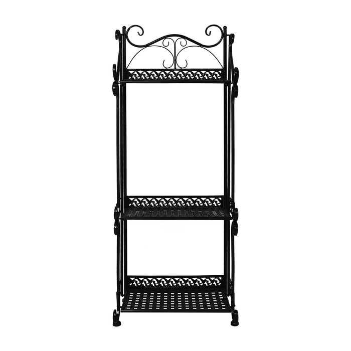 Natura Retro 3 Tier Metal Plant Stand | Flower Pot Shelves and Stand in Black