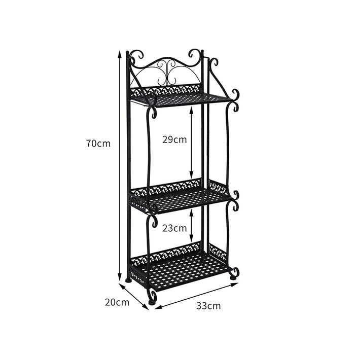 Natura Retro 3 Tier Metal Plant Stand | Flower Pot Shelves and Stand in Black