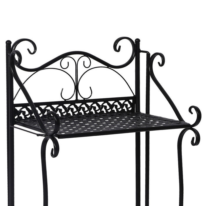 Natura Retro 3 Tier Metal Plant Stand | Flower Pot Shelves and Stand in Black