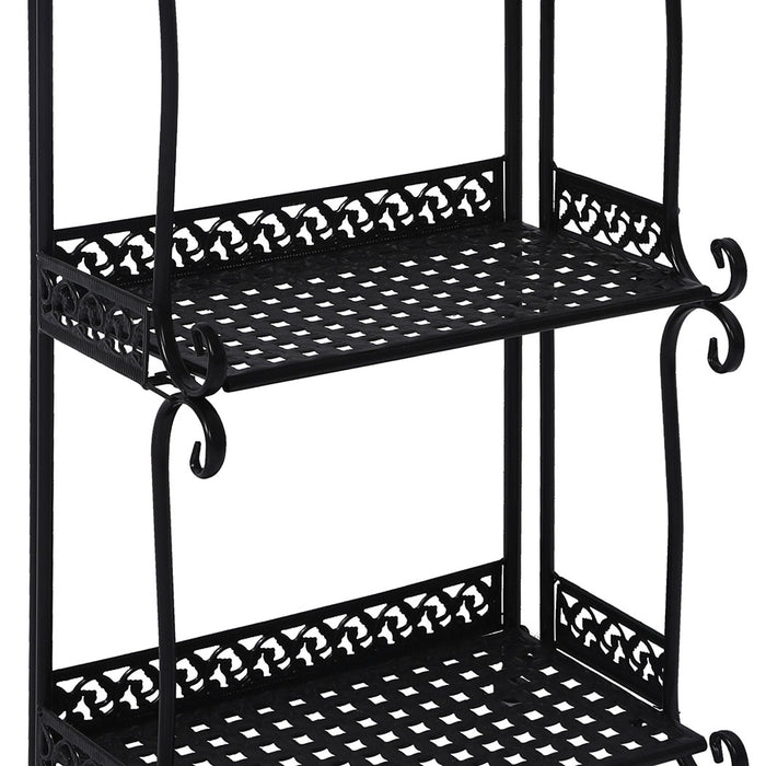 Natura Retro 3 Tier Metal Plant Stand | Flower Pot Shelves and Stand in Black