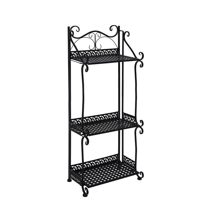 Natura Retro 3 Tier Metal Plant Stand | Flower Pot Shelves and Stand in Black